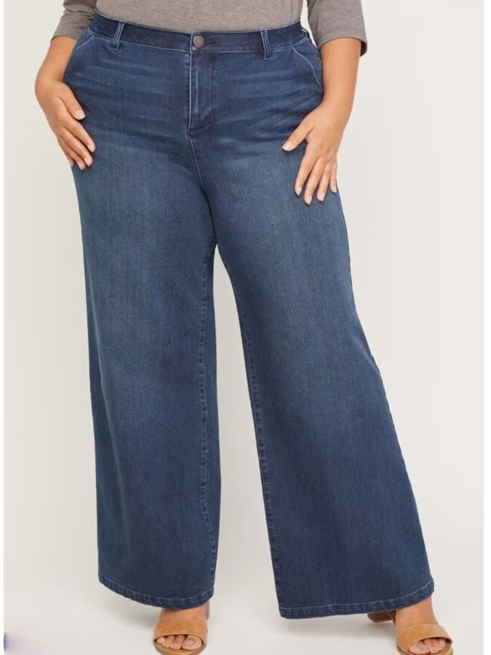 Plus Size Stretch Wide leg Denim Trouser Jeans 26WP Effortless Chic.